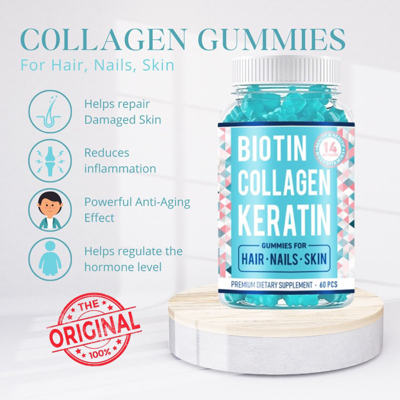 ORIGINAL Biotin Collagen Keratin Gummies for Hair, Nails and Skin ...