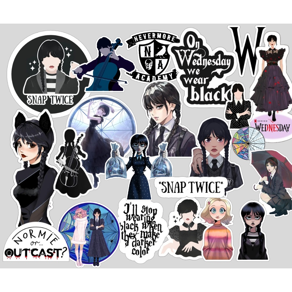 WEDNESDAY ADDAMS NETFLIX 10/20 PIECES STICKER - WATERPROOF VINYL ...