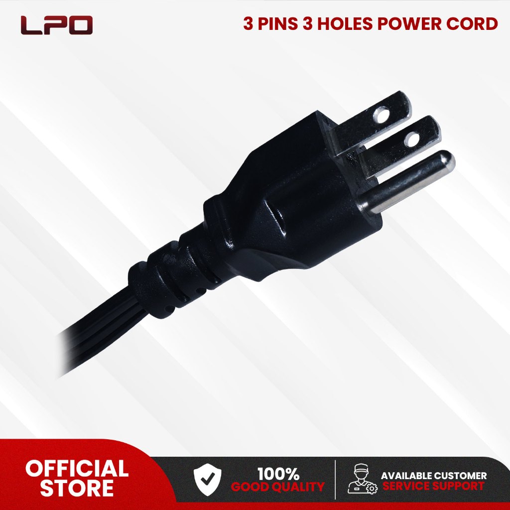 LPO Power Cord US Plug 3 Pin For CPU Monitor Printer 1.5 Meter 10A 250V ...