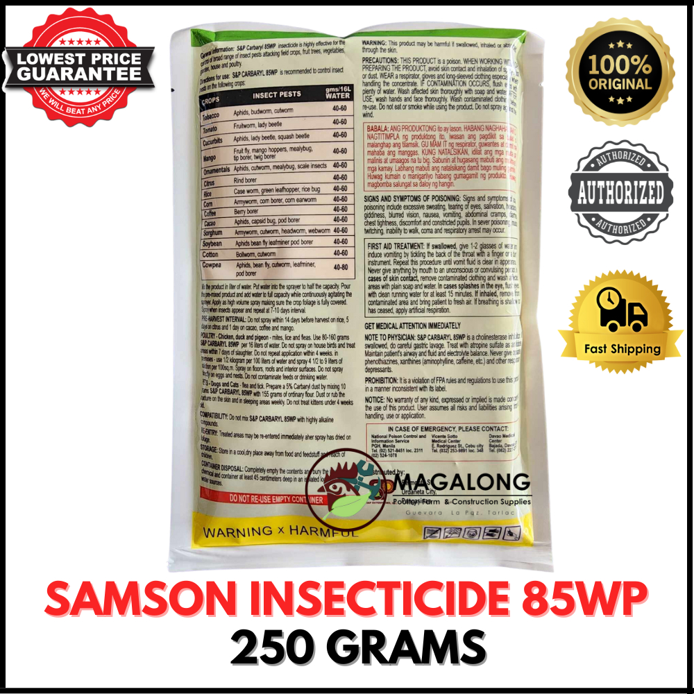 SAMSON INSECTICIDE 85WP - ANTI-TICK - ANTI-FLEA - CARBARYL - 50 G, 250 ...