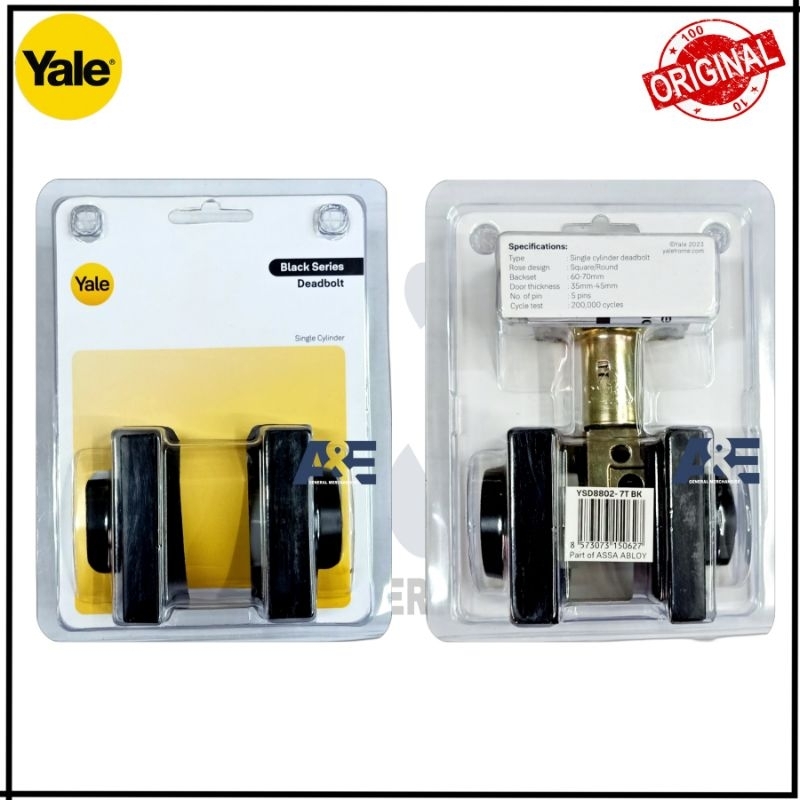 Yale Black Series Single Cylinder Deadbolt YCD8801-7T BK Round ...