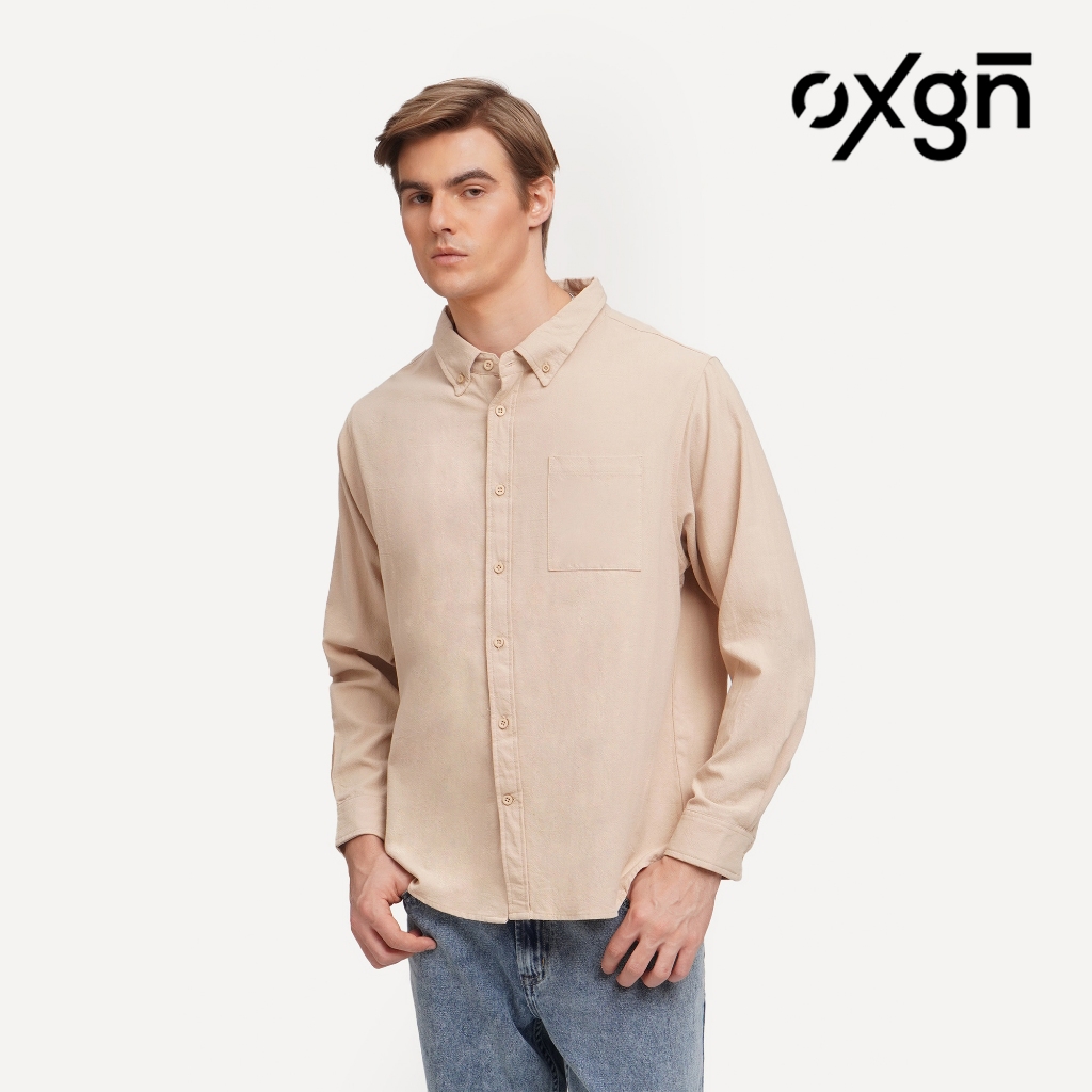 OXGN Generations Long Sleeve Shirt For Men (Khaki) | Shopee Philippines