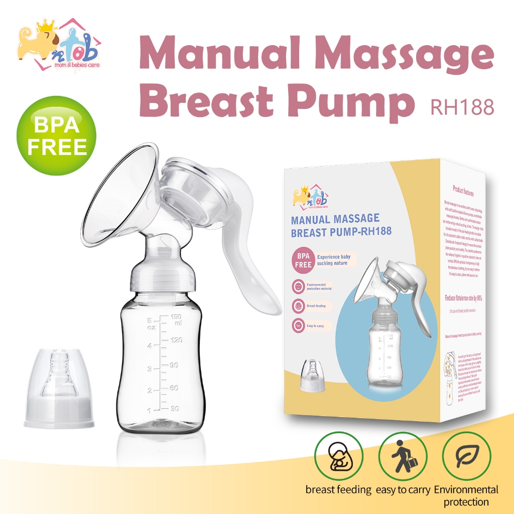 HNTOB Manual Breast Pump Baby Breast feeding Milk Bottle Women Female