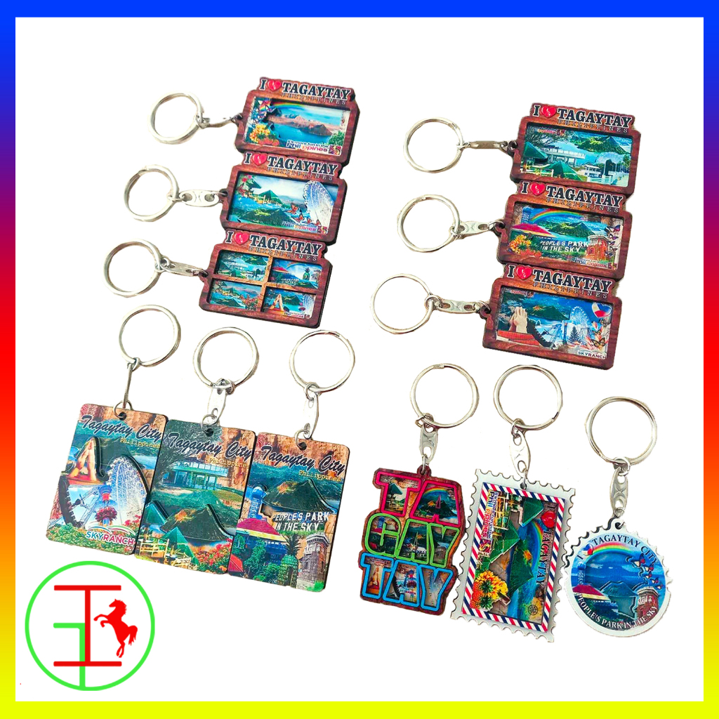 12-in-1 I Love Tagaytay Tourist Spots 3d Wooden Keychains 