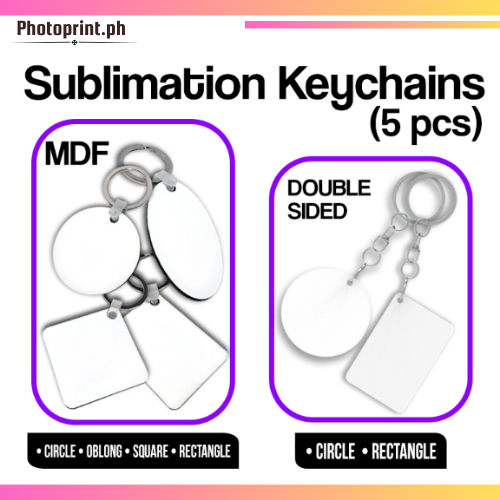 5pcs Sublimation Printable Mdf Wood Keychain Double Sided Metal Key ...