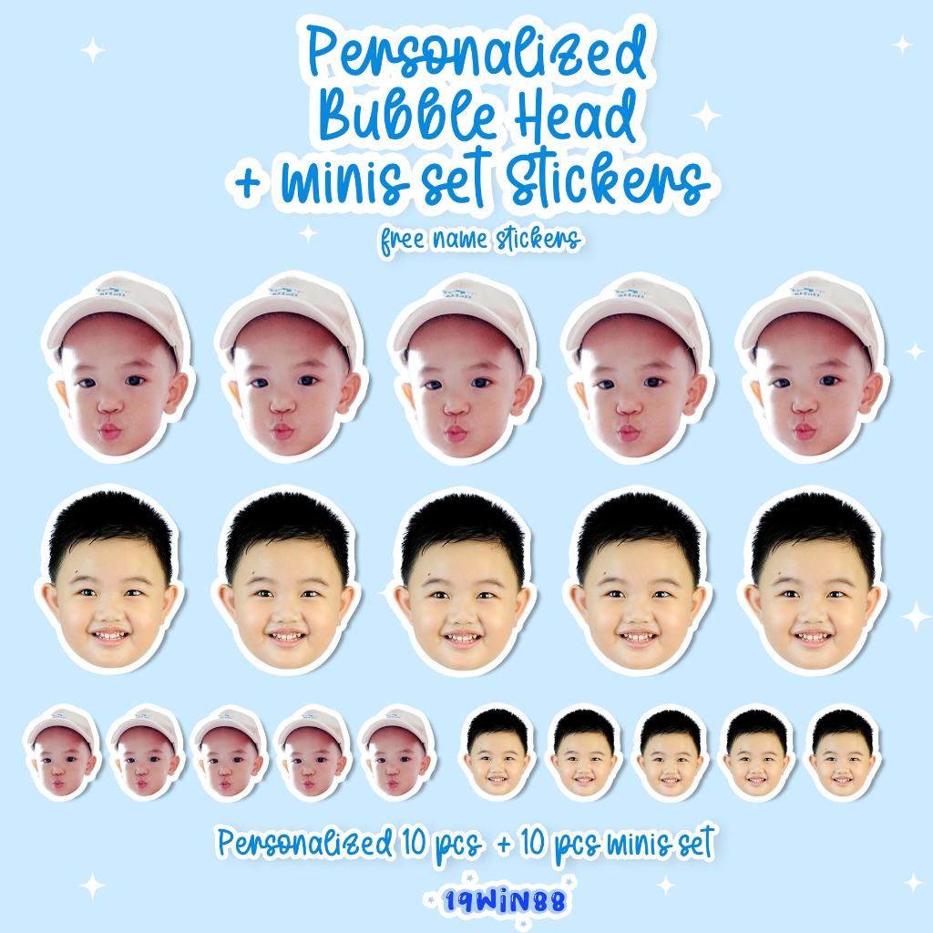 Personalized Customized Mini Bubble Head Face Cut out Vinyl Sticker ...