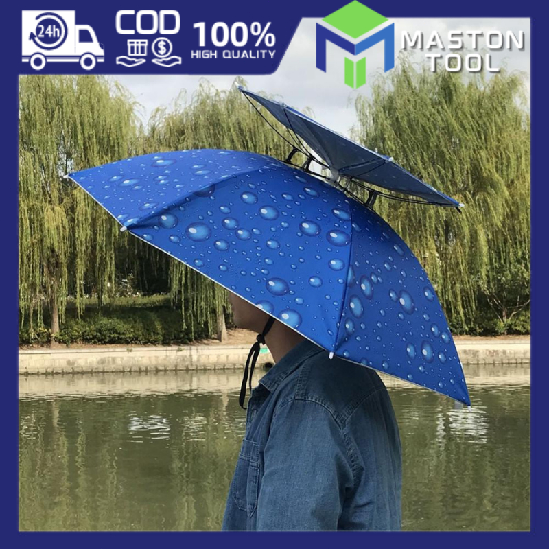 Head Umbrella Umbrella Hat Blue 【Big Size】Double Layer Head