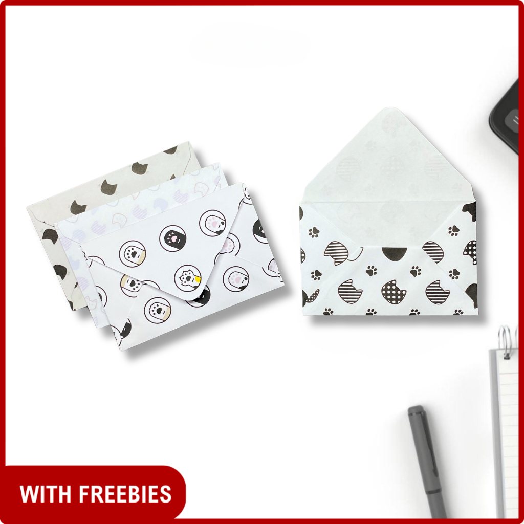 5pcs Cat Design Envelope , Toploader Envelope, Card Envelope, Gift