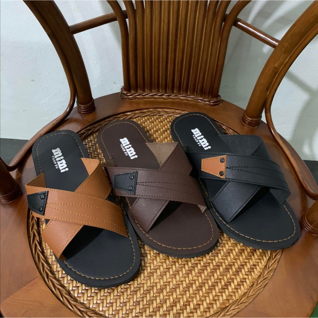 Mens leather slippers sale hotsell