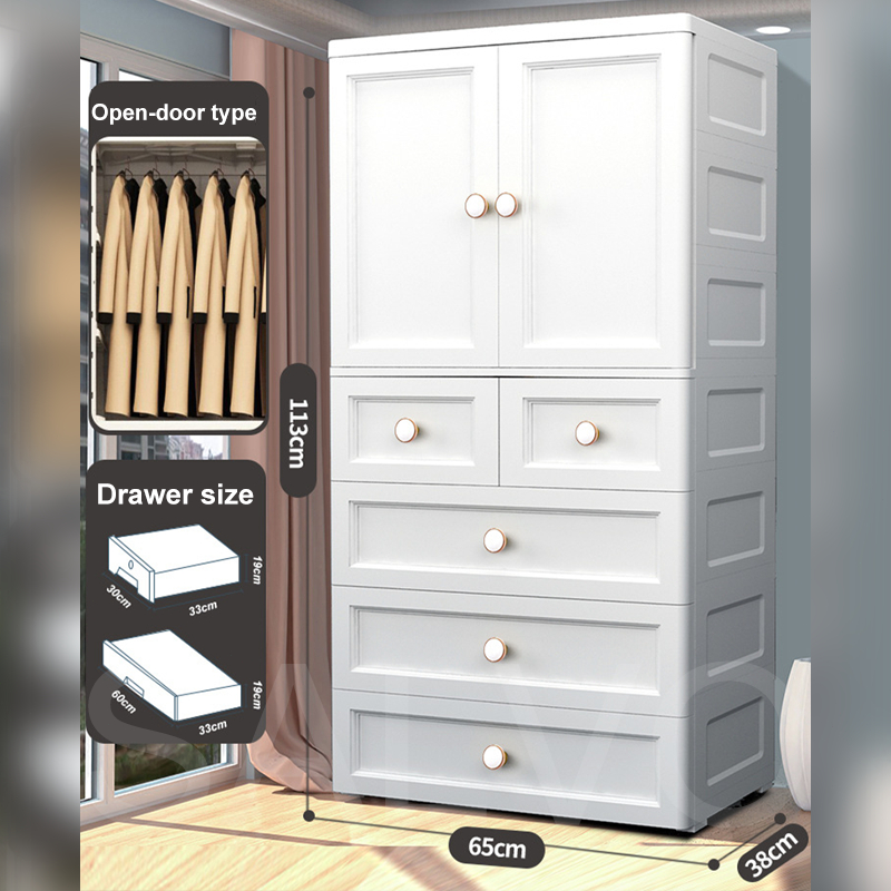 SALVO Durabox Cabinet Drawer clothes storage Cabinet With Wheels White ...