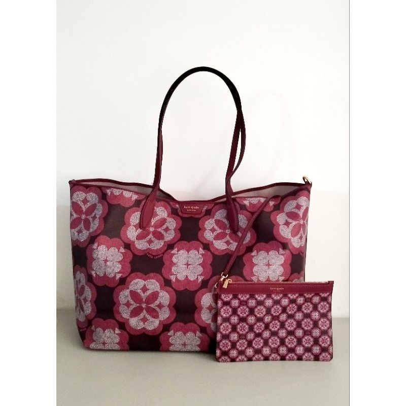Original Kate Spade Spade Flower Monogram Sutton Large Tote | Shopee ...