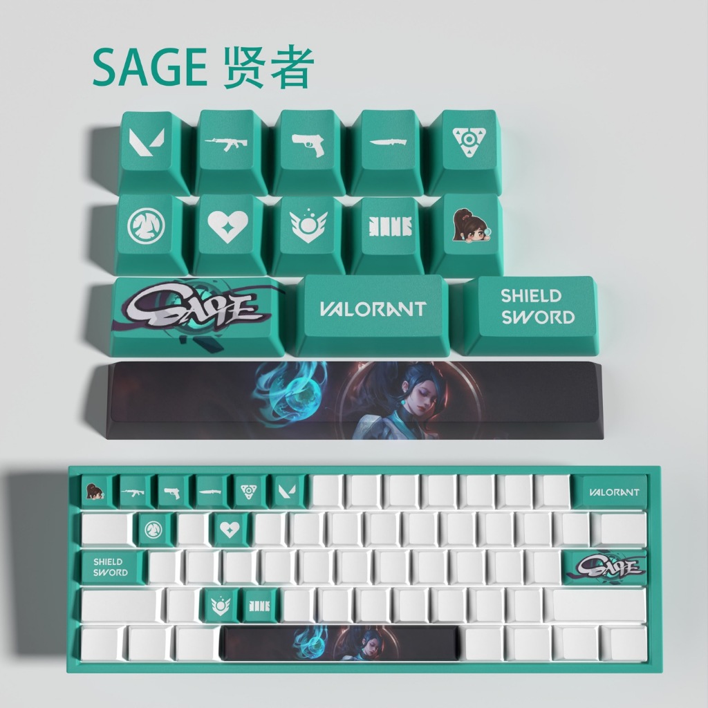 Valorant Sage Custom PBT dye 14 keys OEM Profile Mechanical Keyboard ...