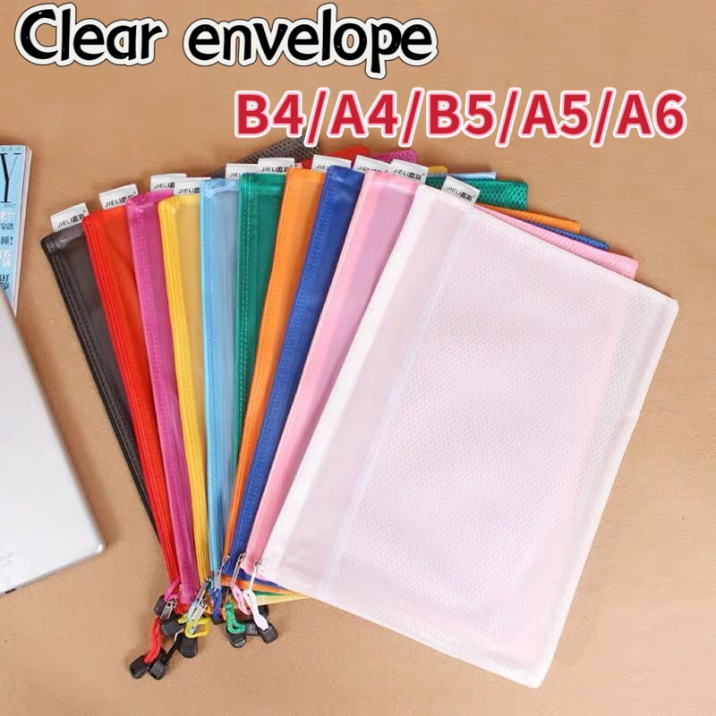 [2pcs] B4/A4/B5A5/A6 Mesh Compartment Frosted Clear Document Envelope ...