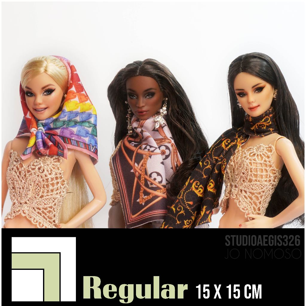 BARBIE DOLL SCARVES FASHION ACCESSORIES for BARBIE REGULAR 1:6 Scale High  Quality SUBLIMATION PRINT