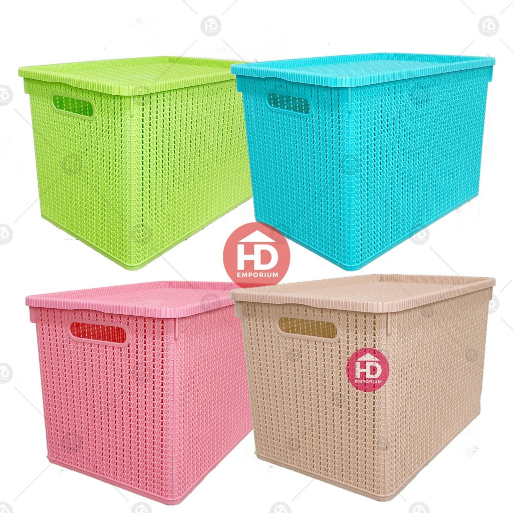 Colored Rattan Storage Box with Lid 1155 Shopee Philippines