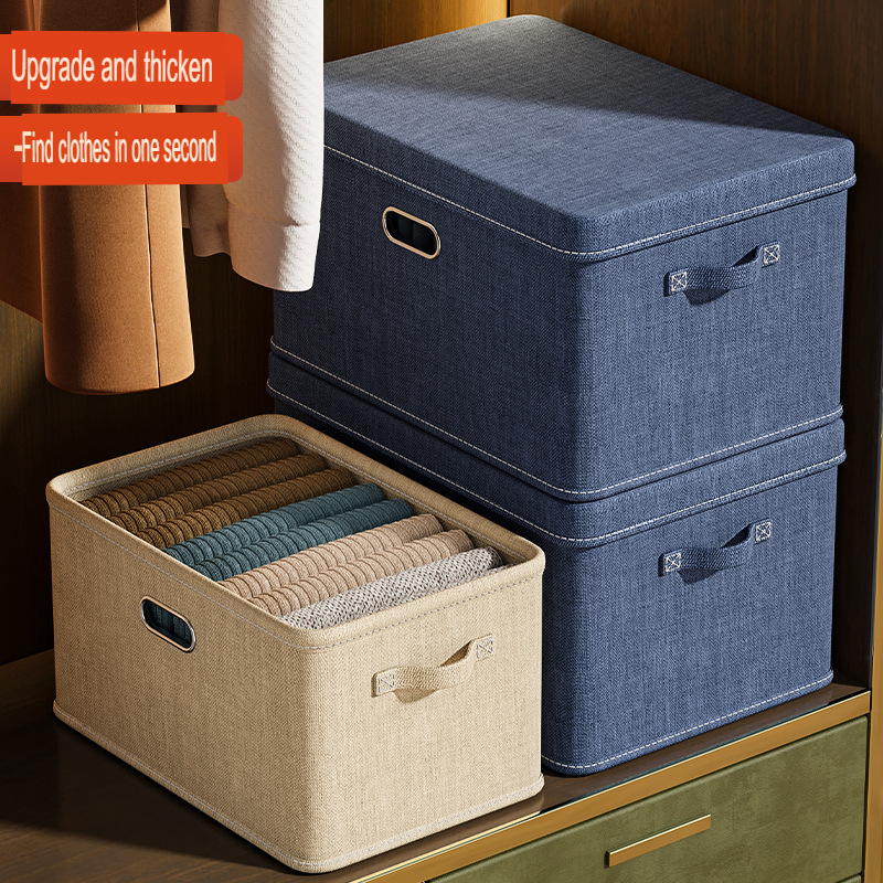 BUTTERFLY 1pc Foldable Storage Boxes with Lids Linen Fabric Stackable ...