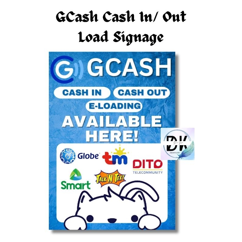 Laminated Gcash Cash In/ Out/ E-load Signage | Shopee Philippines