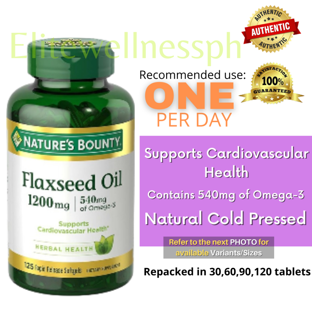 Authentic Imported USA Nature's Bounty Flaxseed and Omega 3, Supports ...