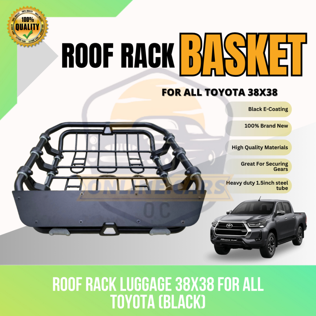 OC - ROOF RACK LUGGAGE 38X38 FOR ALL TOYOTA (BLACK) (10783) | Shopee ...