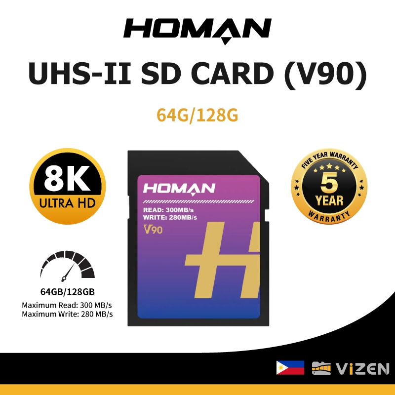 HOMAN UHS-II SD CARD (V90) 64G / 128G SDXC UHS-II V90 FULL 8K+ & RAW ...