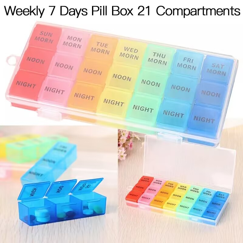 Medication Storage Box 7 Day 21 Slots Pill Medicine Box Organizer ...