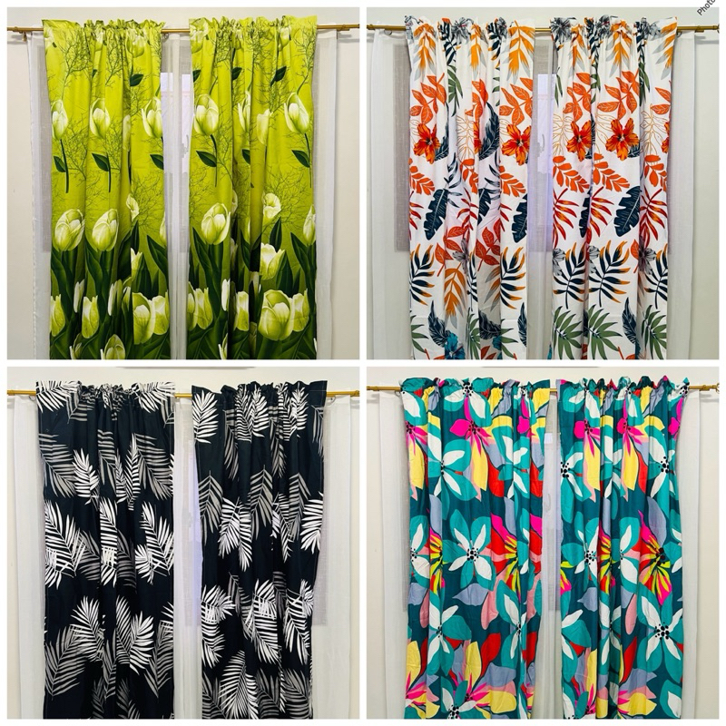 Floral Leaves Non Ring Curtain - Sold per piece 7ft | Shopee Philippines
