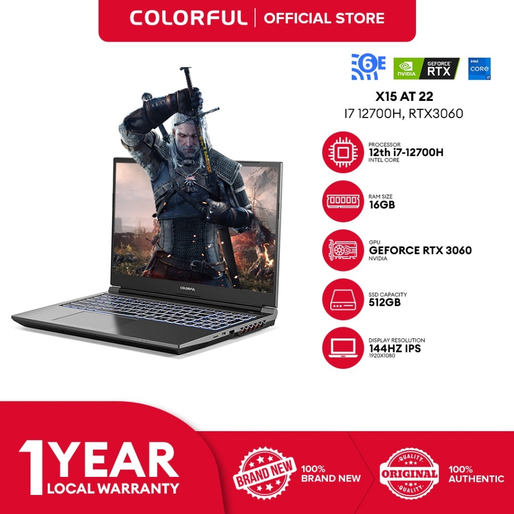 Colorful X15 & P15 Gaming Laptops (X15 i7-12700H / RTX 3060 6GB), (P15 ...