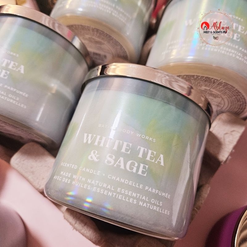 White Tea &Sage 3 Wick Candle Bath & Body Works Shopee Philippines