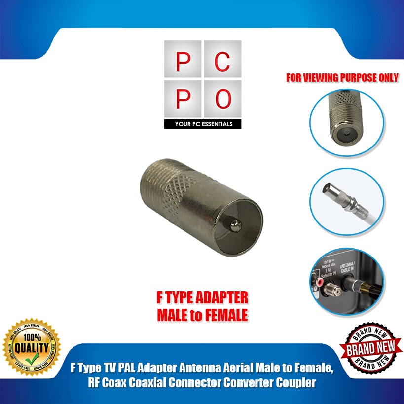 PC PO F Type TV PAL Adapter Antenna Aerial Male to Female, RF Coax ...