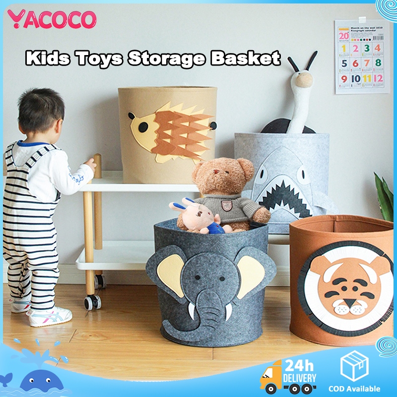 Kids Toys Storage Baskets,Foldable Cute Cartoon Felt Toy Sundry Storage ...