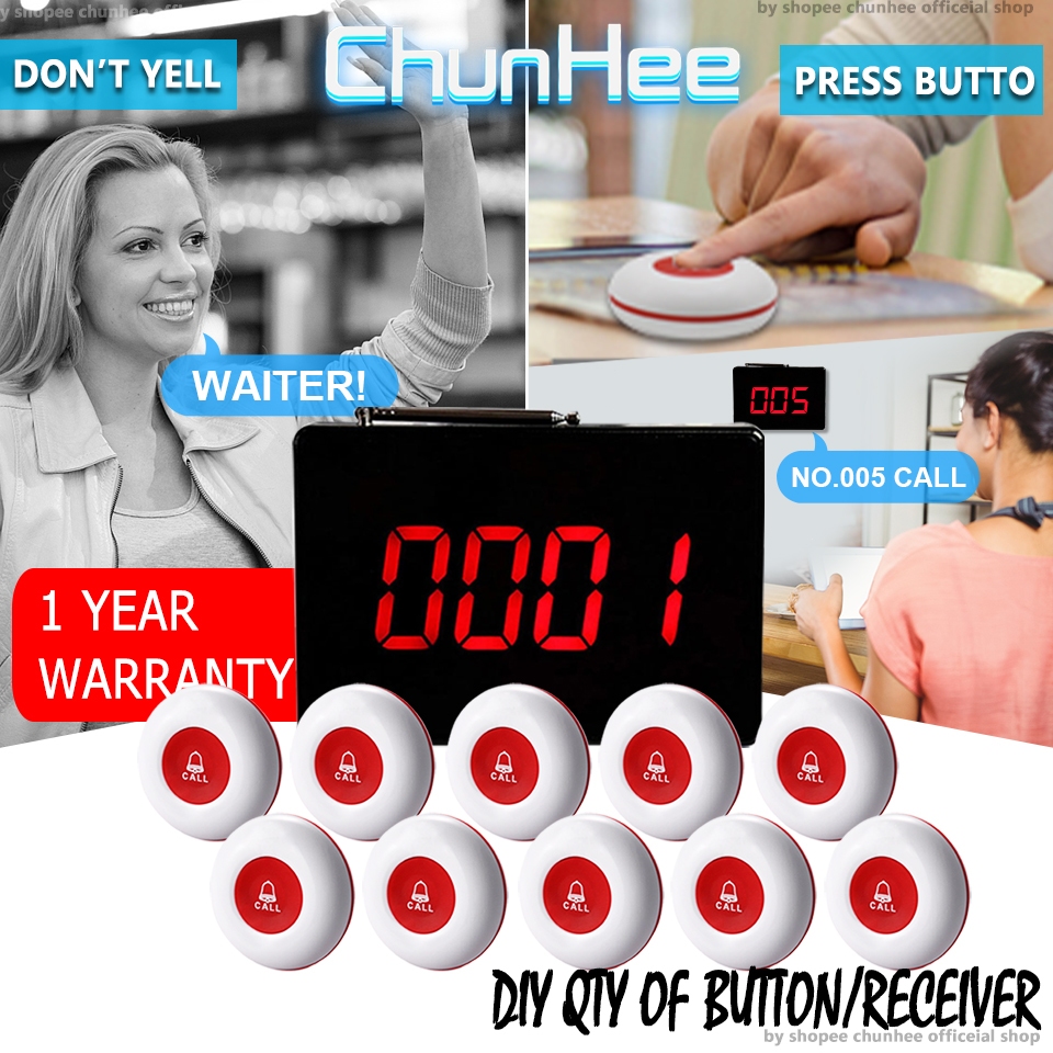 ChunHee Wireless Service Call Pager Button Restaurant Calling System ...