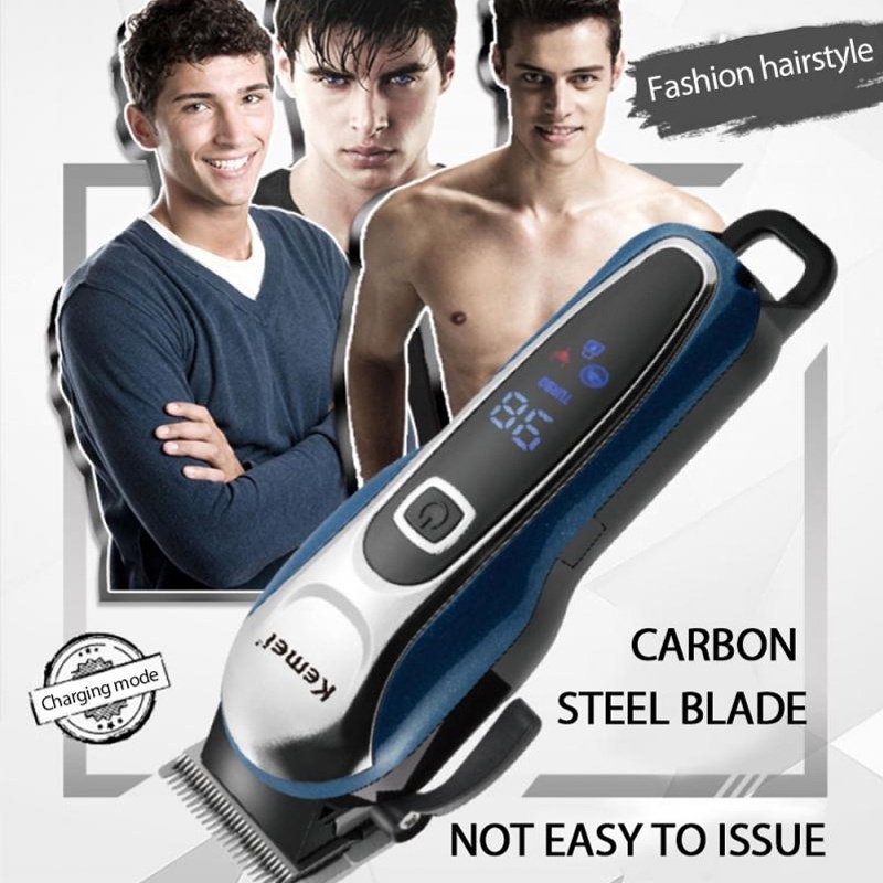 Kemei Razor Hair Cut Rechargeable Hair Clipper Cordless LCD Monitor ...