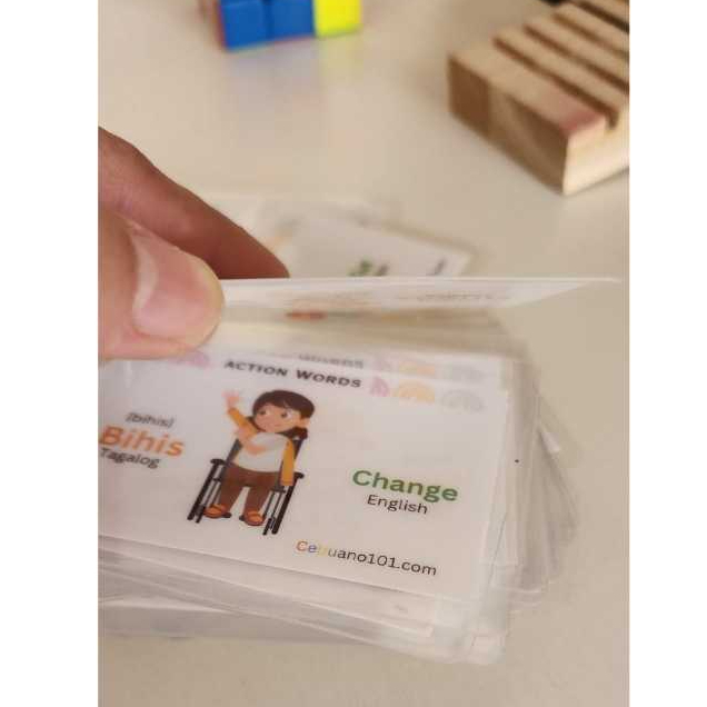 FLASHCARDS VERBS IN ENGLISH-TAGALOG | 50 CARDS | BACK-TO-BACK PRINT ...
