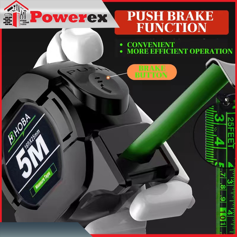 5M Self-Locking Fluorescent Steel Tape Measure - High-Precision Retractable, ABS/Carbon Steel, Metric