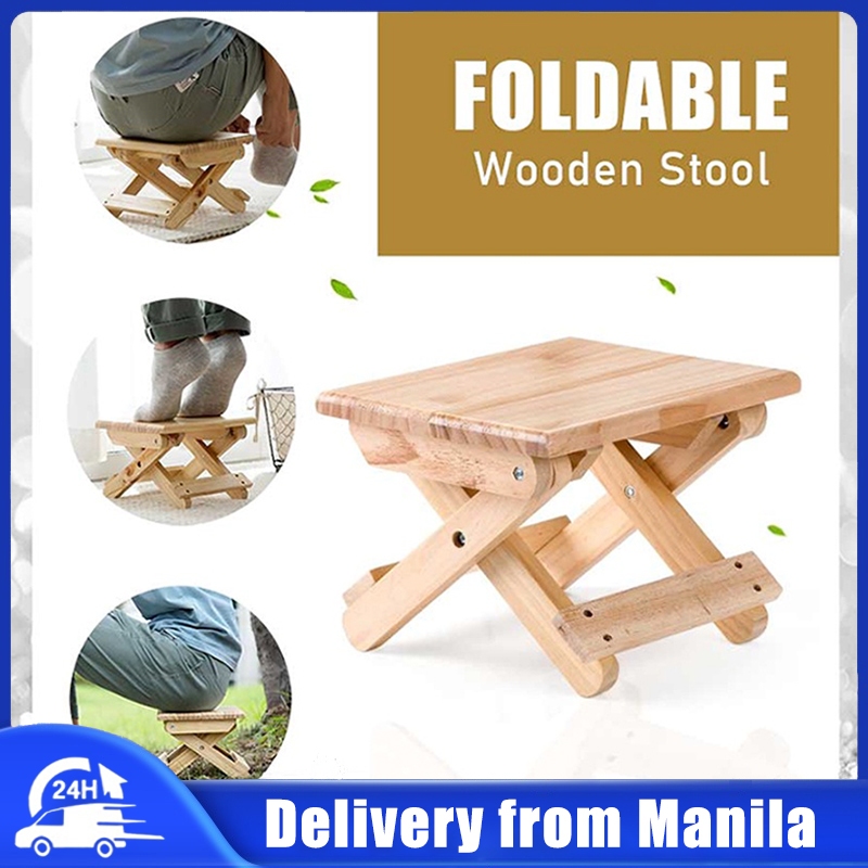 Outdoor Portable Solid Wood Chair Folding Chair Home Shoe Changing