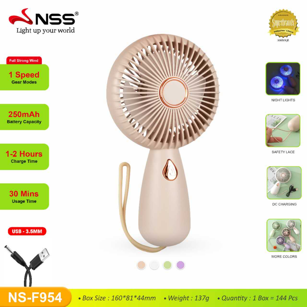 NSS Mini Fan Electric Fan Rechargable Fan Desktop Fans Travel Handheld ...
