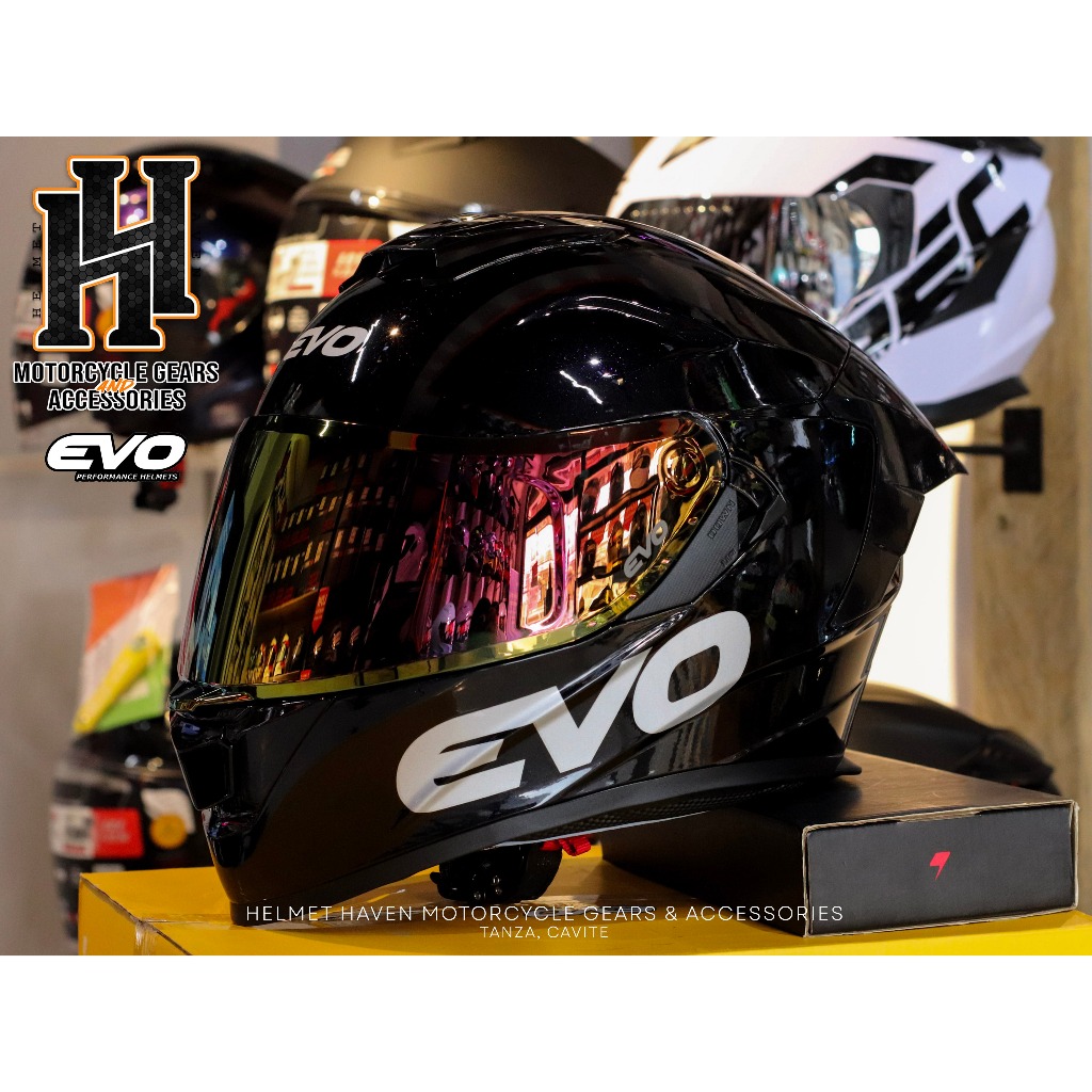 Evo Gt Pro Mono Color Full Face Dual Visor Motorcycle Helmet Shopee