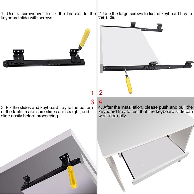 Keyboard Slide 27mm Width Ball Bearing Slides, Computer Drawer Tray ...