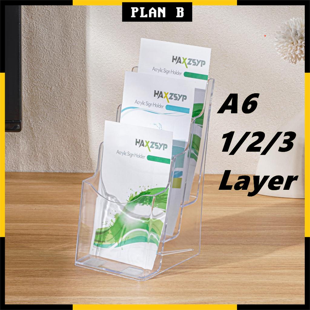 A6 Acrylic Brochure Holder 1/2/3Layers Clear Wall Mount Flyer Magazine