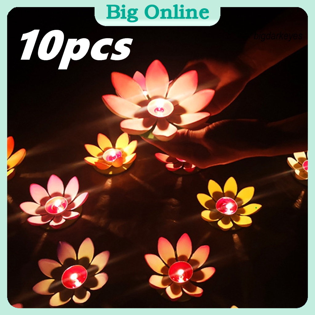 10pcs Floating Lotus Candle Lamp Artificial Lotus Wishing Lamp Lotus