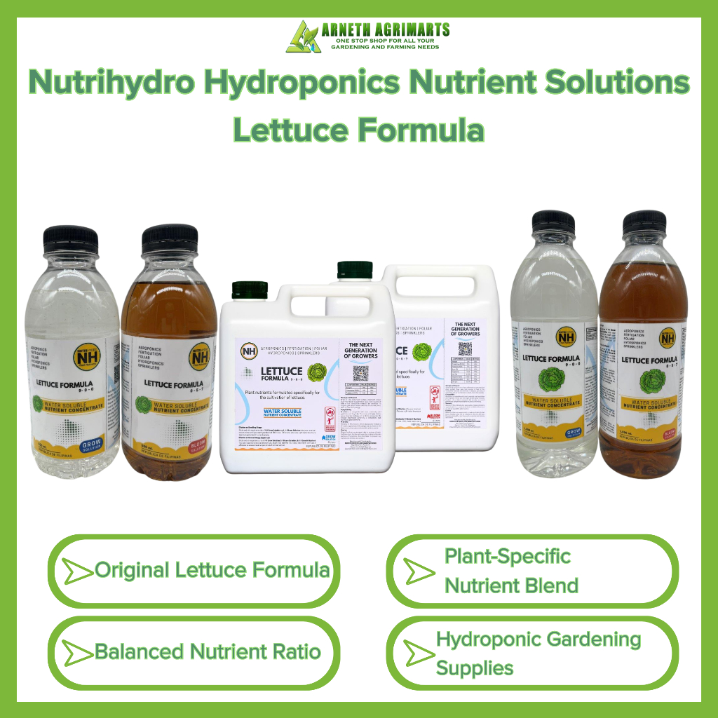 NUTRIHYDRO Hydroponics Nutrient Solutions LETTUCE FORMULA | Shopee ...