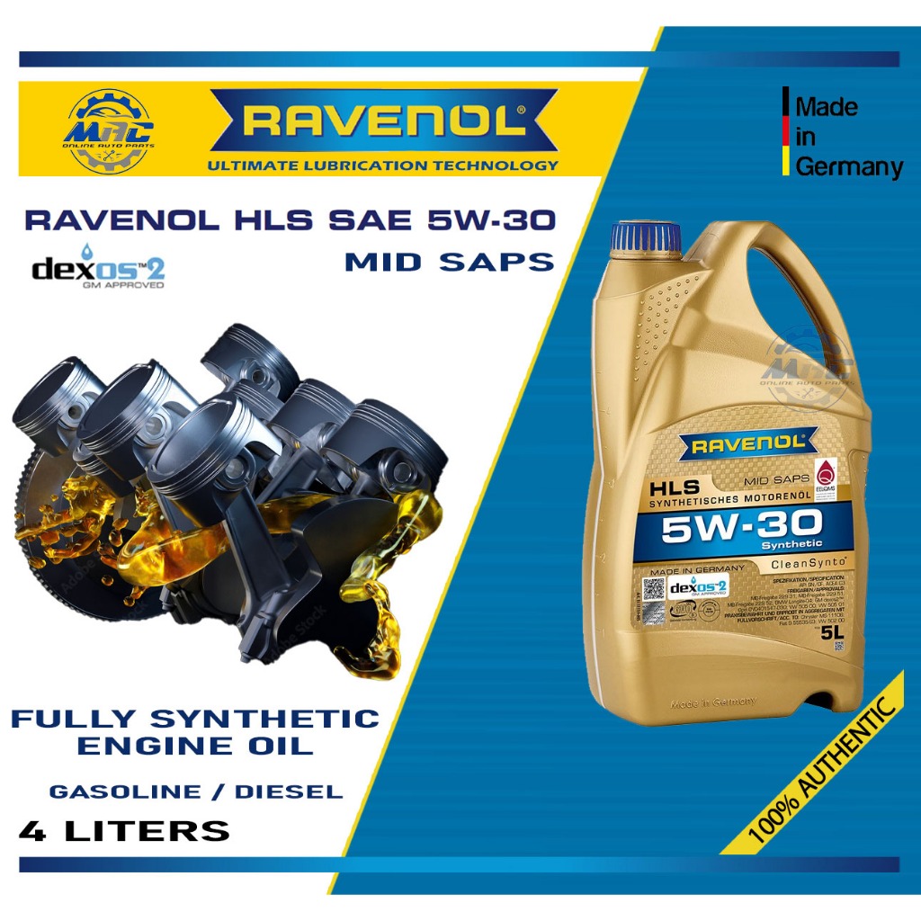 RAVENOL HLS 5W30 DEXOS 2 FULLY SYNTHETIC GASOLINE AND DIESEL ENGINE OIL ...