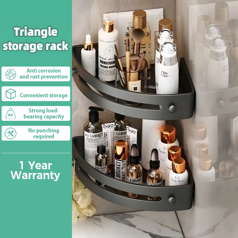 Bathroom Corner Shelf Punch-free Bathroom Organizer Rack Wall Mounted ...
