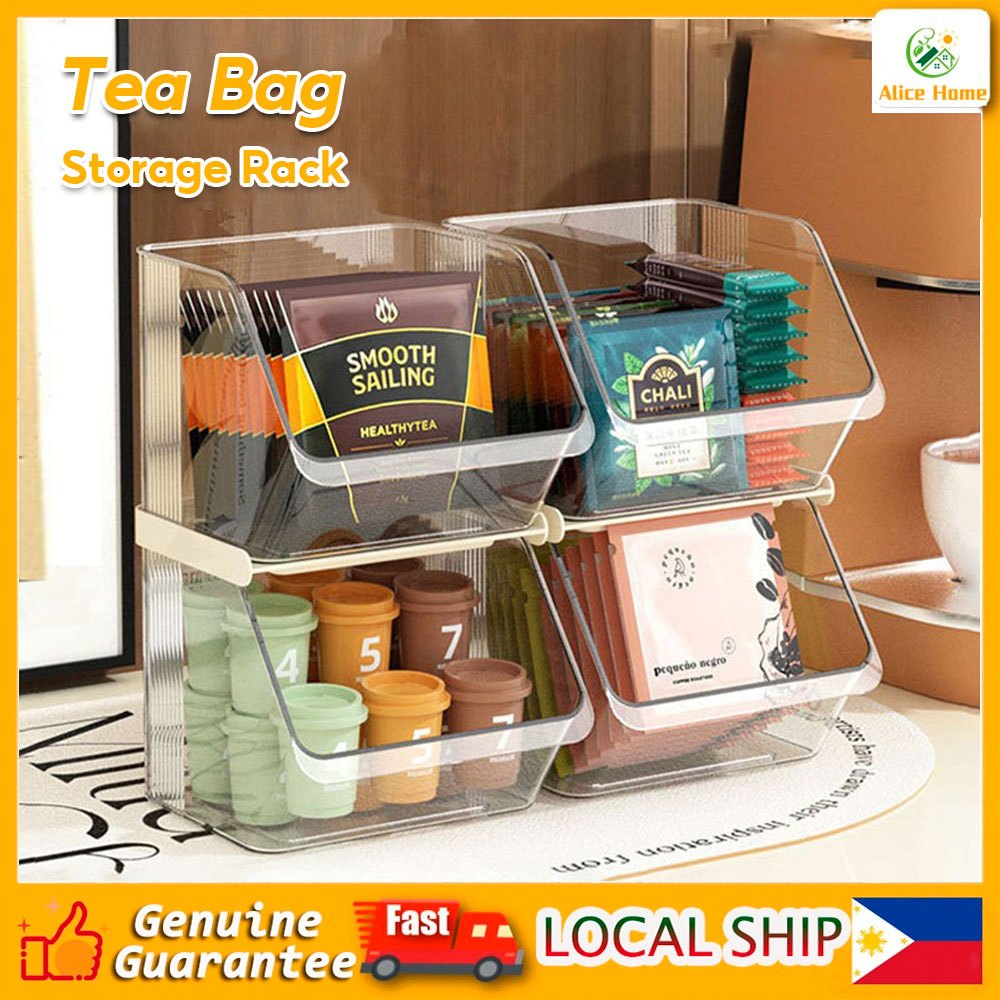 ALICE Clear Tea Bag Organizer Storage Stackable Coffee Container ...