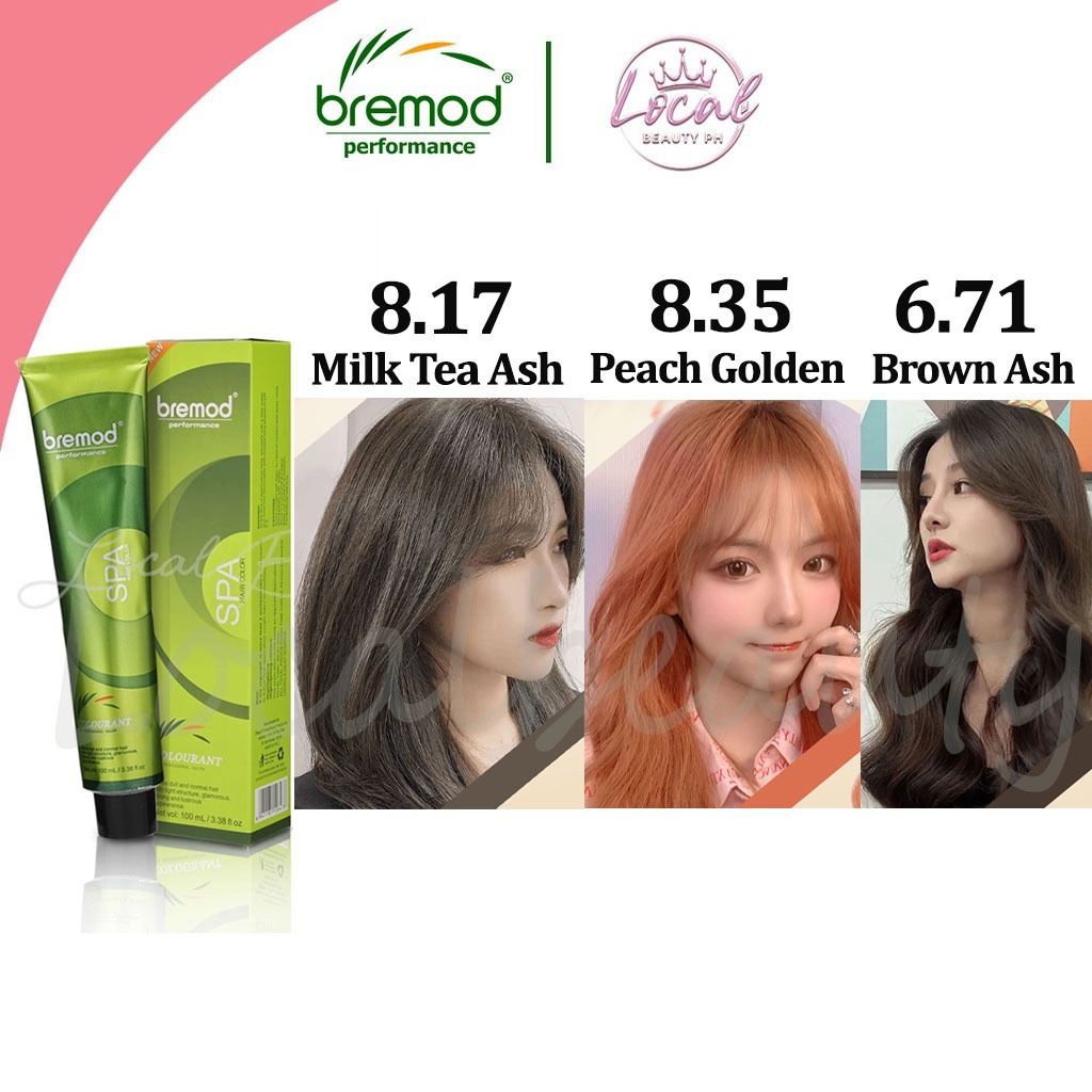 Bremod Hair Color Hair Dye 100ml 8.17 Milk Tea Ash 6.71 Brown Ash 10.13 ...