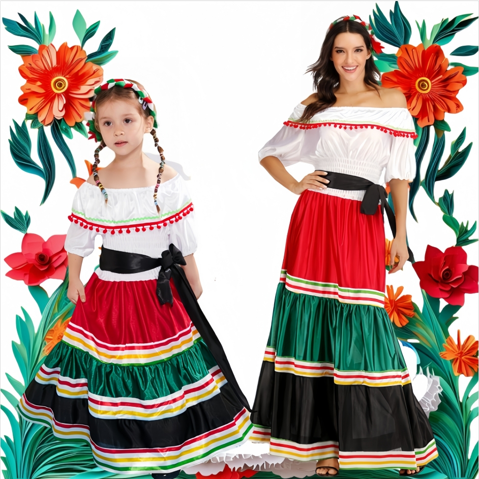 Mexico Costume For Kids Girl Traditional Folk Mexican Dress For Kids