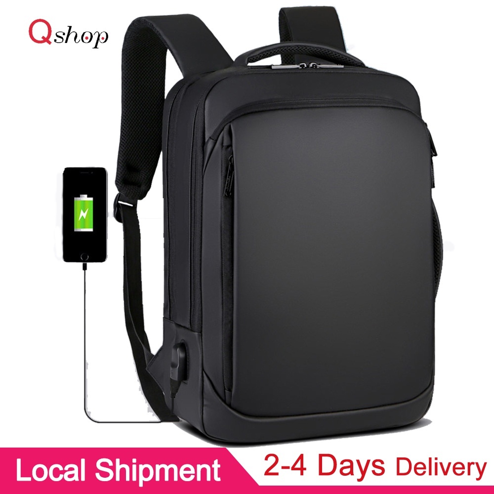 Men's multi-function business laptop backpack USB charging waterproof ...