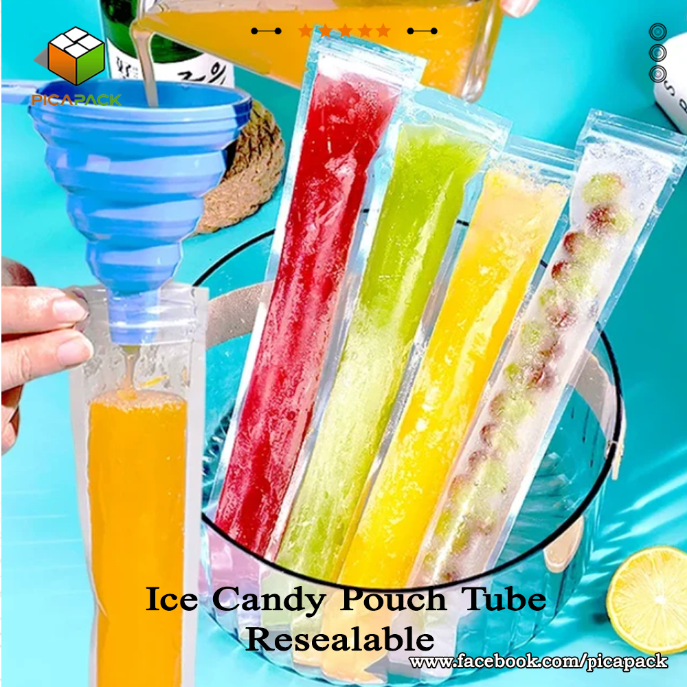 100pcs Ice Candy Pouch Tube Resealable Pop Freezer Yogurt Sticks Cream ...