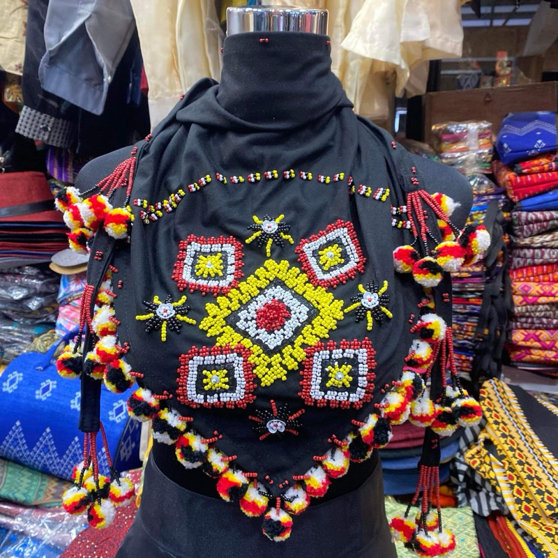 TANGKULO SCARF / Beaded Necklace / Handweave Yakan / Davao Traditional