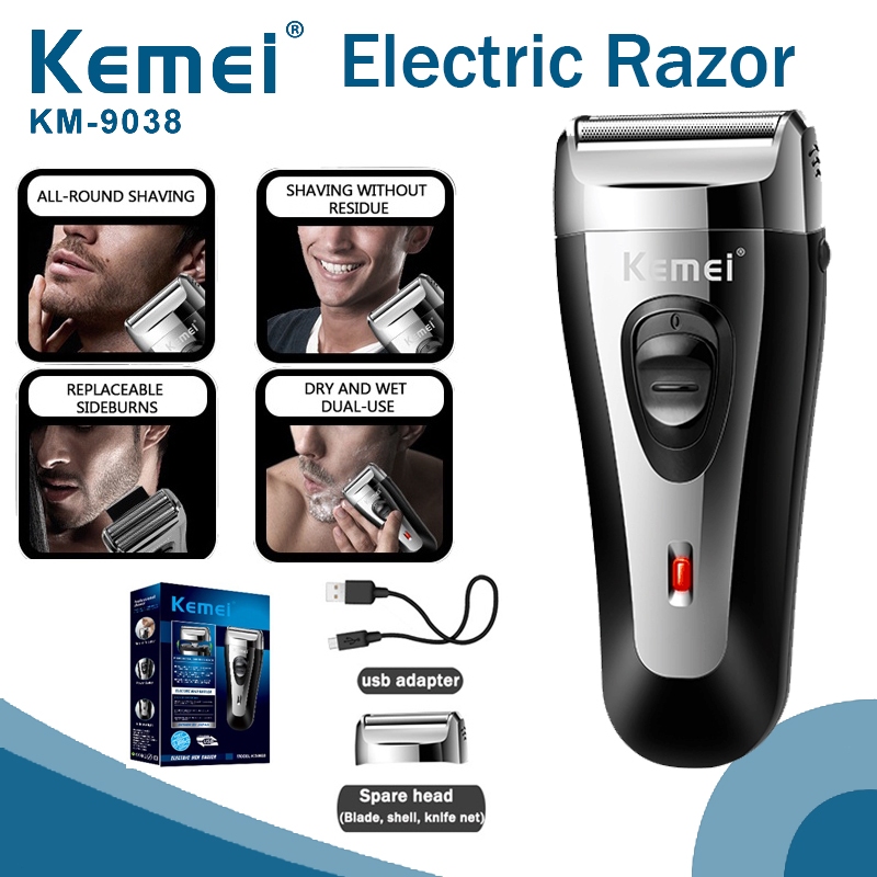Kemei Rechargeable Electric Shaver Cordless USB Shaving Machine Barber ...